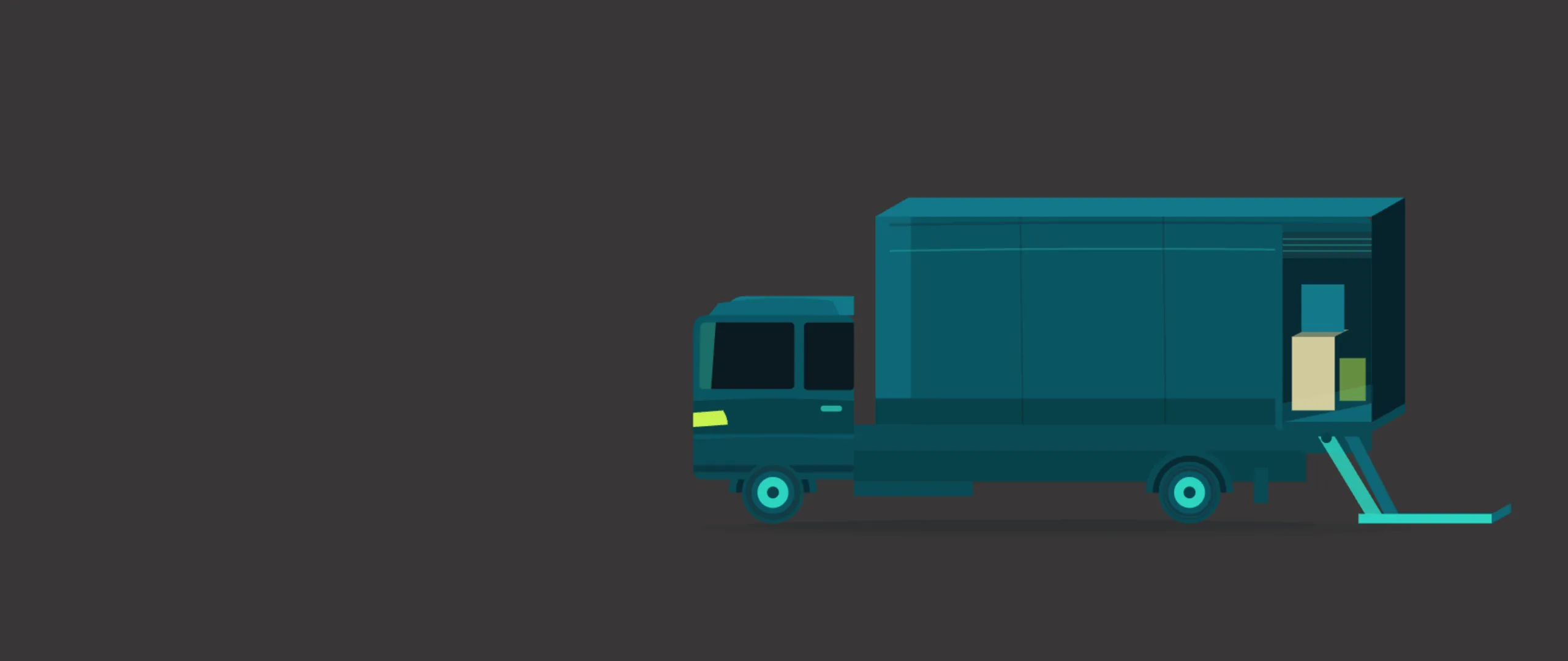 Illustration of a 7.5 tonne box vehicle with its tail lift lowered