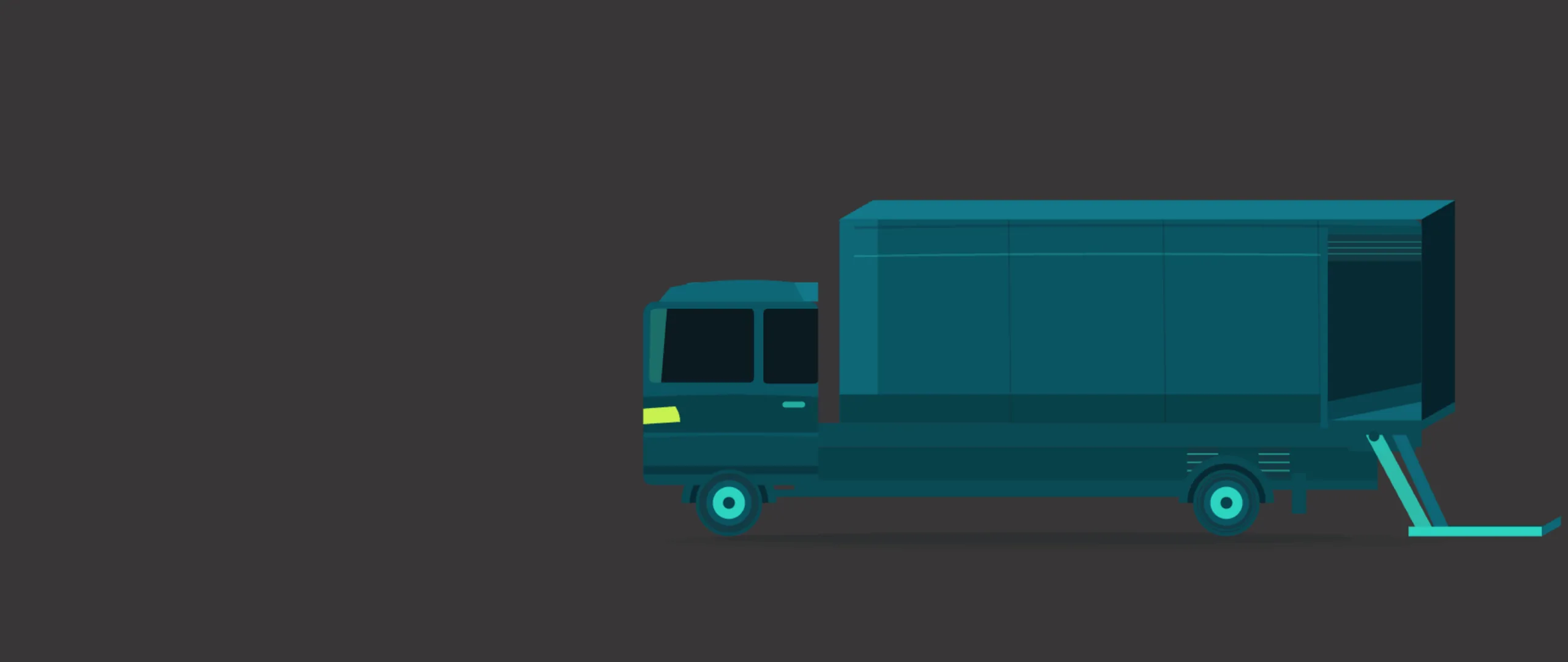Illustration of an unmarked secure box vehicle with its tail lift lowered